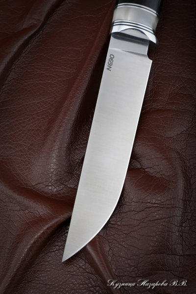 Нож Засапожный сталь N690 - сатин рукоять черный граб акрил 