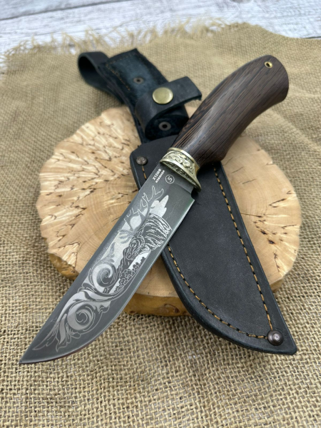 Нож &quot;Охотник&quot; сталь х12мф с гравировкой, рукоять венге 