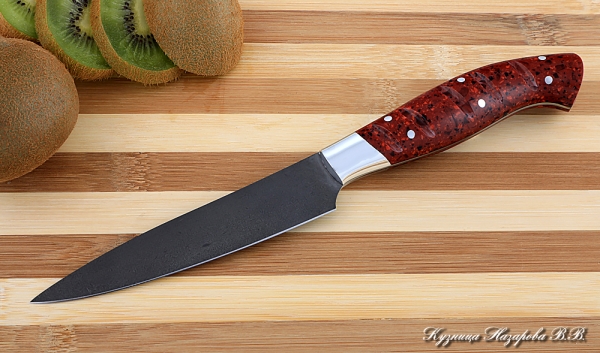 Кухонный нож Шеф № 2 сталь Х12МФ рукоять акрил красный