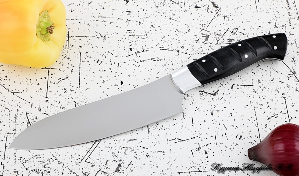 Кухонный нож Шеф № 10 сталь 95Х18 рукоять акрил черный