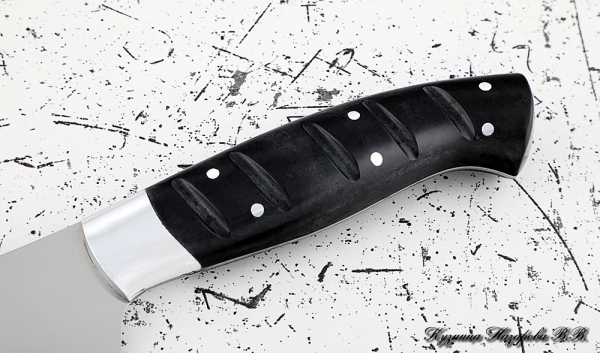 Кухонный нож Шеф № 10 сталь 95Х18 рукоять акрил черный