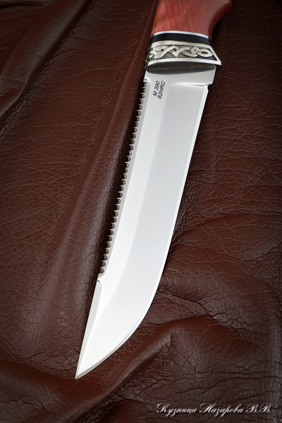 Knife Fisherman M390 nickel silver stabilized Karelian birch (red)