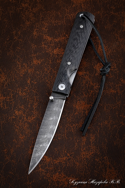 Folding knife Yakut steel Damascus lining carbon (NEW)