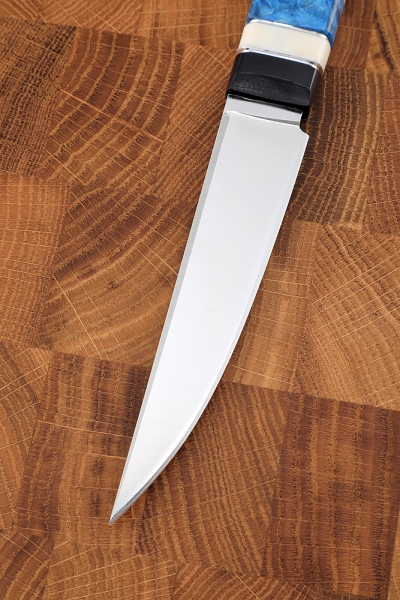 Knife Jur M390 handle G10 black, elk horn, Karelian birch blue