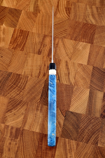 Knife Jur M390 handle G10 black, elk horn, Karelian birch blue