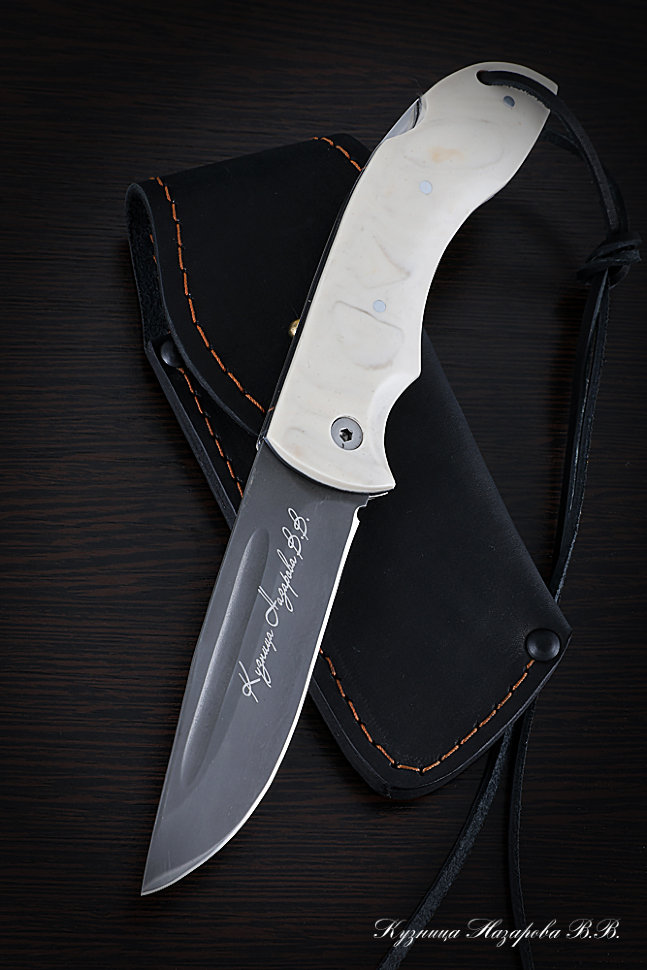 Нож складной Филин сталь х12мф накладки акрил Слоновая кость