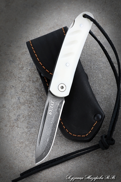 Folding knife Lapwing Wootz steel lining Acrylic White