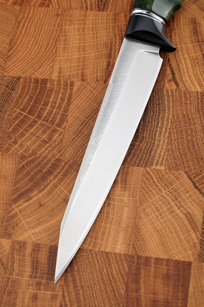 Knife Queen M390 handle G10 black, Karelian birch green