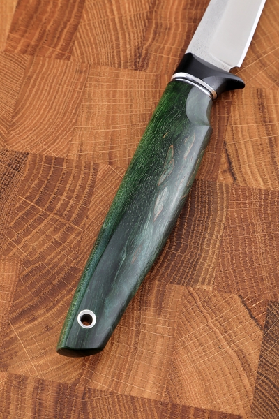 Нож Ферзь М390 рукоять G10 черная, карельская береза зеленая