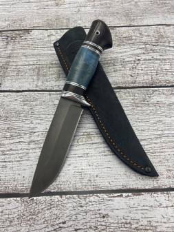 Нож Варан сталь х12мф карельская береза синяя и черный граб (распродажа) 