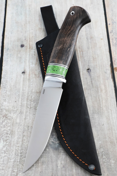 Нож Барс сталь N690 сатин рукоять карельская береза коричневая акрил 