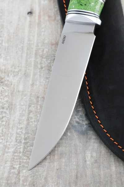 Нож Барс сталь N690 сатин рукоять карельская береза коричневая акрил 