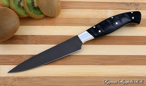 Кухонный нож Шеф № 2 сталь Х12МФ рукоять акрил черный