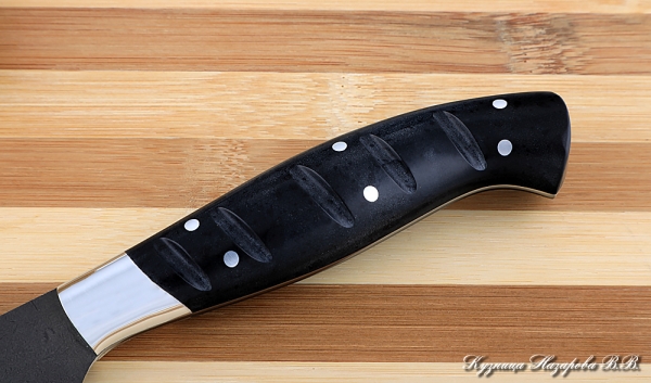 Кухонный нож Шеф № 2 сталь Х12МФ рукоять акрил черный