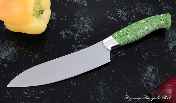 Кухонный нож Шеф № 10 сталь 95Х18 рукоять акрил зеленый