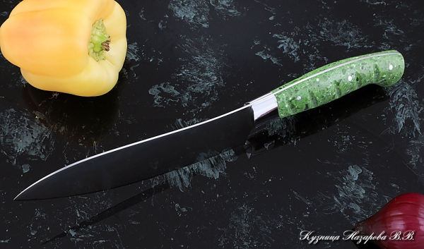 Кухонный нож Шеф № 10 сталь 95Х18 рукоять акрил зеленый