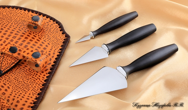 A set of knives for prosphora 95h18 black hornbeam