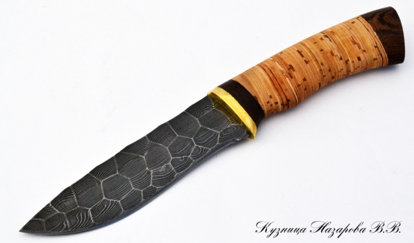 Knife Gyrfalcon Damascus full stone birch bark