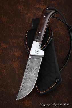 Folding Knife Pchak Steel Damascus lining Wenge