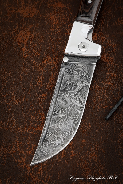 Folding Knife Pchak Steel Damascus lining Wenge