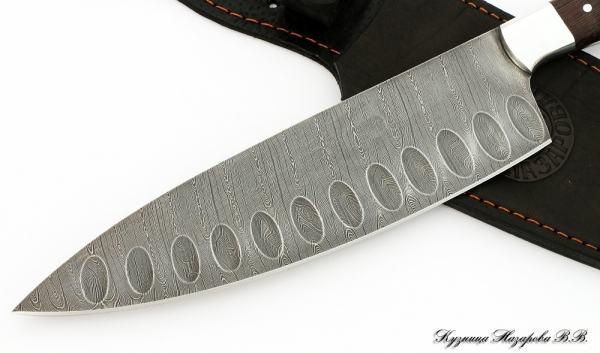 Chef's knife No. 3 damascus with a notch dural wenge