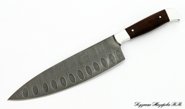 Chef's knife No. 3 damascus with a notch dural wenge