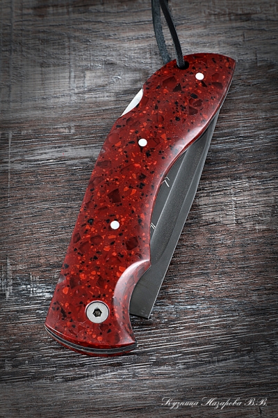 Нож складной Филин сталь х12мф накладки акрил красный