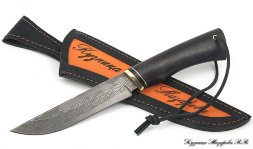 Gadfly 2 Damascus end knife (Iguana) black hornbeam