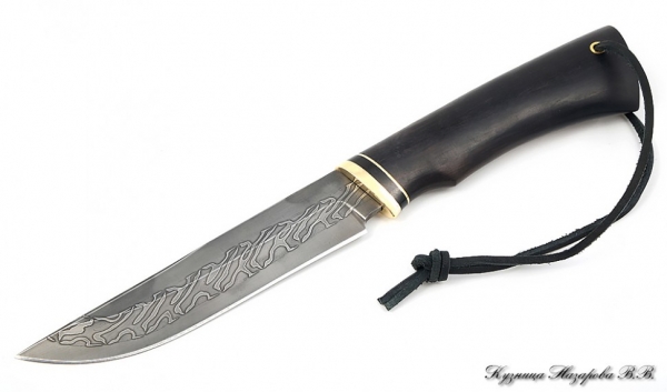 Нож Овод 2 дамаск торцевой (Игуана) черный граб