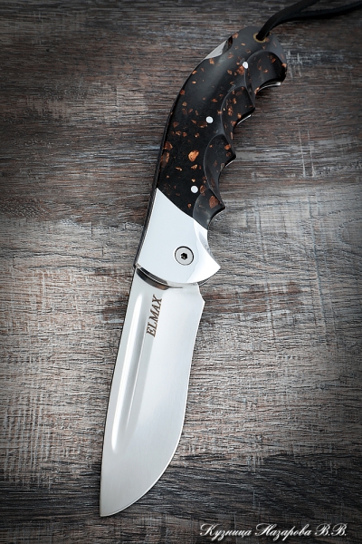 Нож складной Орел сталь Elmax накладки акрил коричневый с дюралью