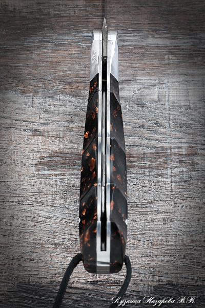 Нож складной Орел сталь Elmax накладки акрил коричневый с дюралью