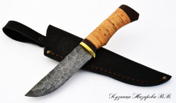 Golden Eagle knife Damascus full stone birch bark