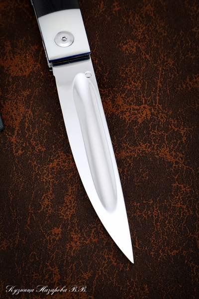 Folding knife Yakut steel S390 lining G10 black with white (NEW)