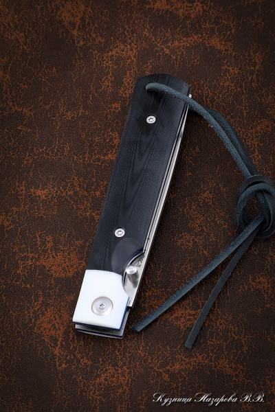 Нож складной Якут сталь S390 накладки G10 черная с белой (NEW)