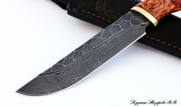 Knife Gadfly Damascus stone Karelian birch