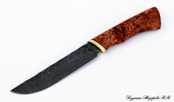 Knife Gadfly Damascus stone Karelian birch