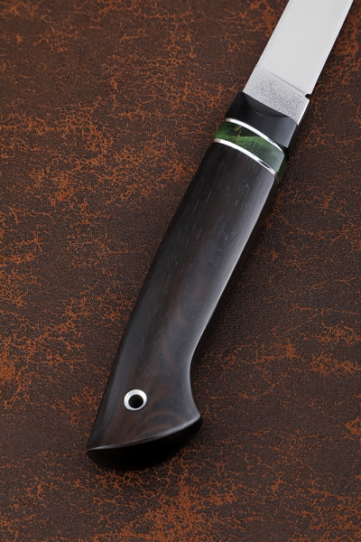 Shaman knife 95h18 handle G10 black, Karelian birch green, black hornbeam