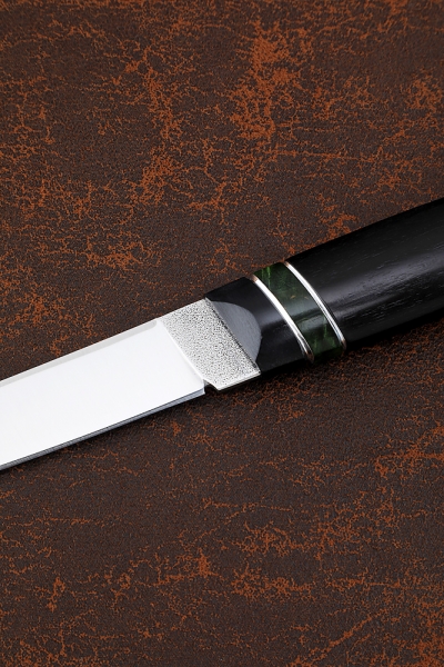 Shaman knife 95h18 handle G10 black, Karelian birch green, black hornbeam
