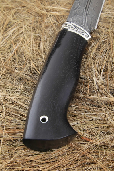 Knife Bayonet Damascus stone handle nickel silver and black hornbeam