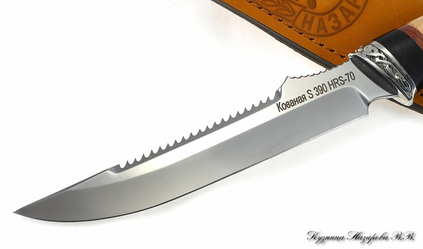 Knife Fisherman 2 S390 nickel silver black hornbeam Karelian birch