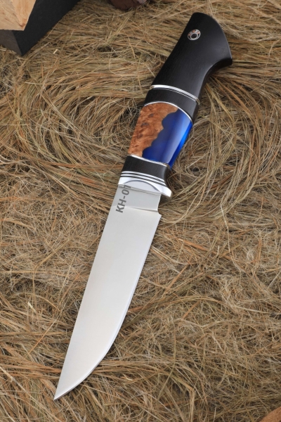 Нож Барс КН-01 рукоять черный граб карельская береза акрил синий