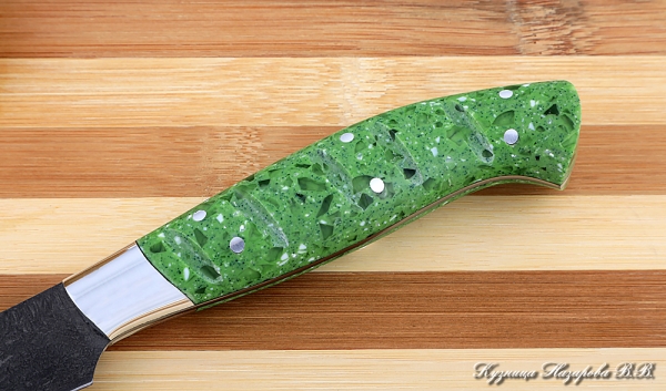 Кухонный нож Шеф № 2 сталь Х12МФ рукоять акрил зеленый