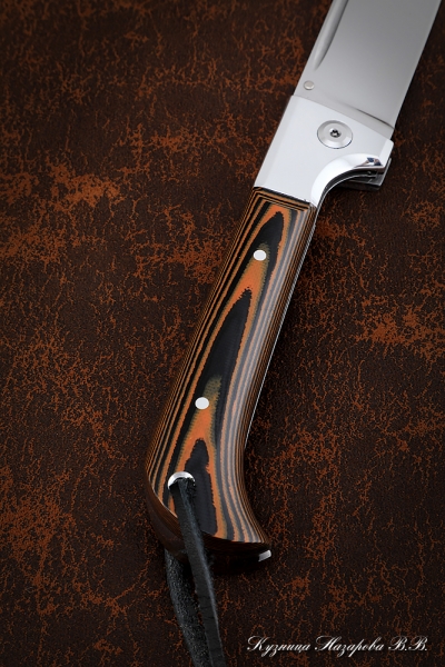 Нож складной Пчак сталь S390 накладки микарта оранжевая