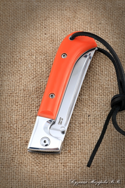 Нож складной Пчак сталь M390 накладки G10 оранжевая