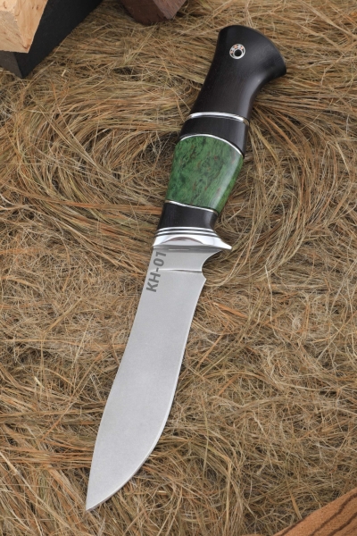 Нож Ангара КН-01 рукоять черный граб карельская береза зеленая