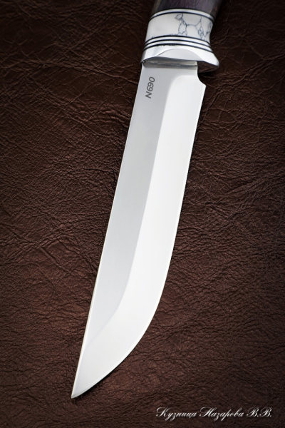 Нож Овод сталь N690 карельская береза фиолетовая акрил