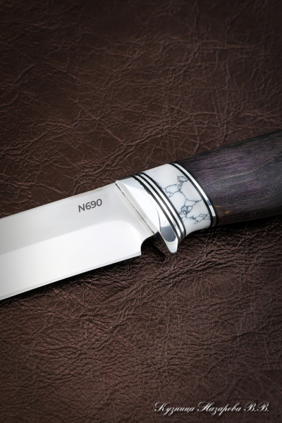 Нож Овод сталь N690 карельская береза фиолетовая акрил