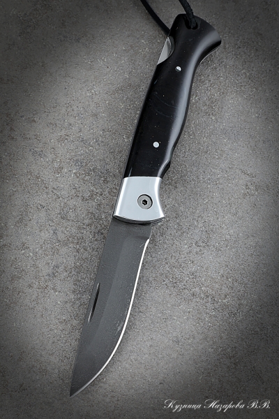 Нож складной Волк сталь Х12МФ накладки акрил черный с дюралью