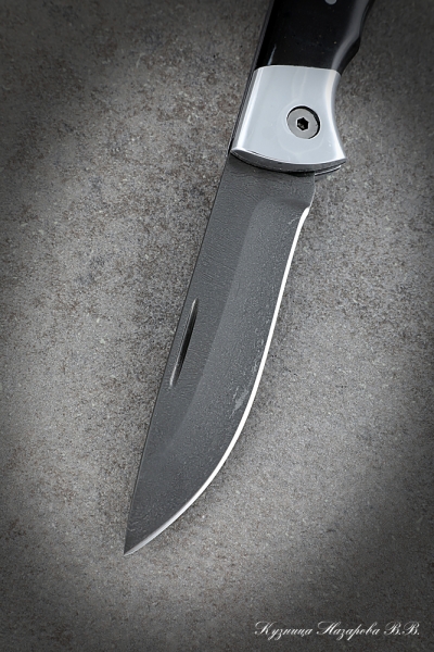 Нож складной Волк сталь Х12МФ накладки акрил черный с дюралью