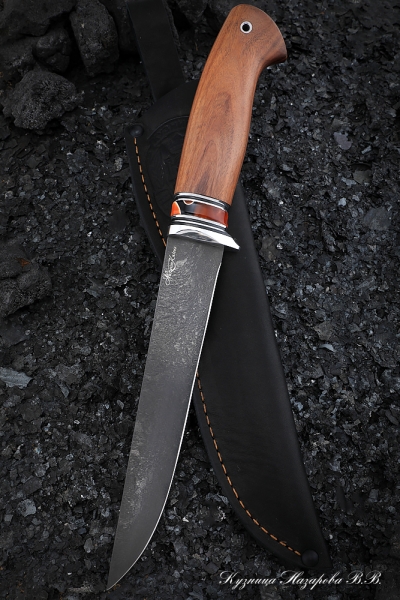 Нож Касатка средний филейный Х12МФ палисандр акрил красный